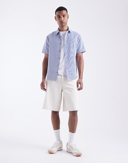 ASOS DESIGN Regular Fit Shirt In Blue Stripe