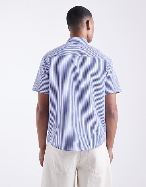 ASOS DESIGN Regular Fit Shirt In Blue Stripe