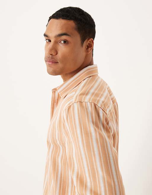 ASOS DESIGN Regular Fit Shirt In Orange Stripe