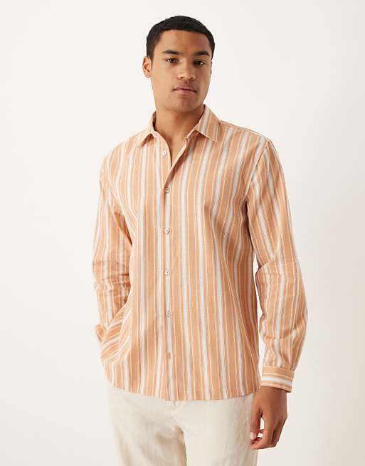 ASOS DESIGN regular fit shirt in orange stripe