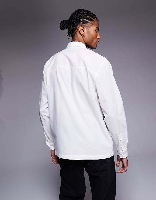 ASOS DESIGN Regular Fit Shirt With Embroidery In White