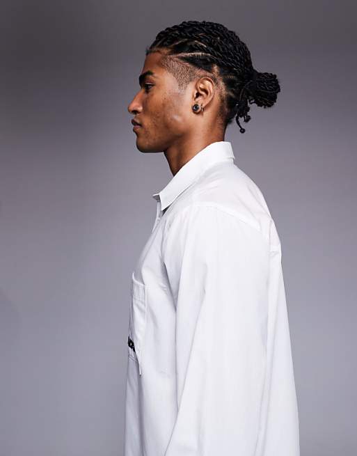 ASOS DESIGN Regular Fit Shirt With Embroidery In White