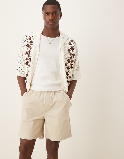 ASOS DESIGN Regular Length Pull On Bermuda Short In Stone