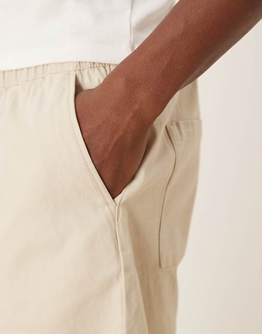 ASOS DESIGN Regular Length Pull On Bermuda Short In Stone