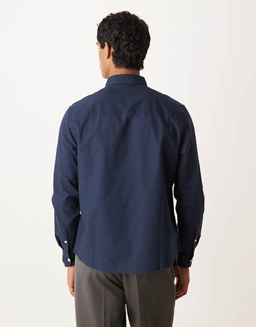 ASOS DESIGN Regular Oxford Shirt In Navy