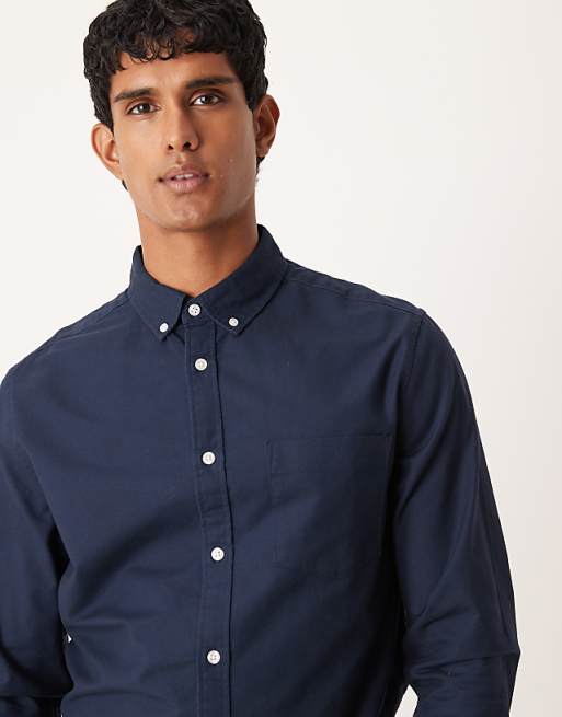 ASOS DESIGN Regular Oxford Shirt In Navy