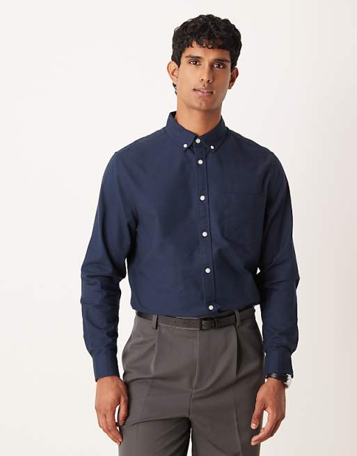 ASOS DESIGN regular oxford shirt in navy