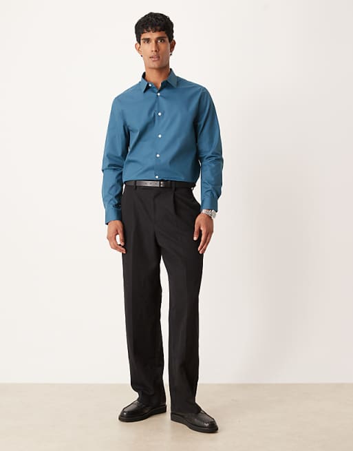 ASOS DESIGN Regular Poplin Shirt In Teal