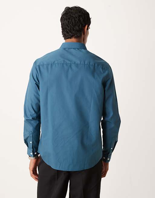 ASOS DESIGN Regular Poplin Shirt In Teal