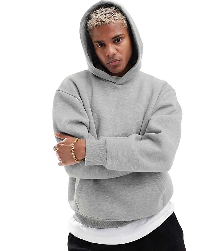 ASOS DESIGN relaxed boxy hoodie in grey marl