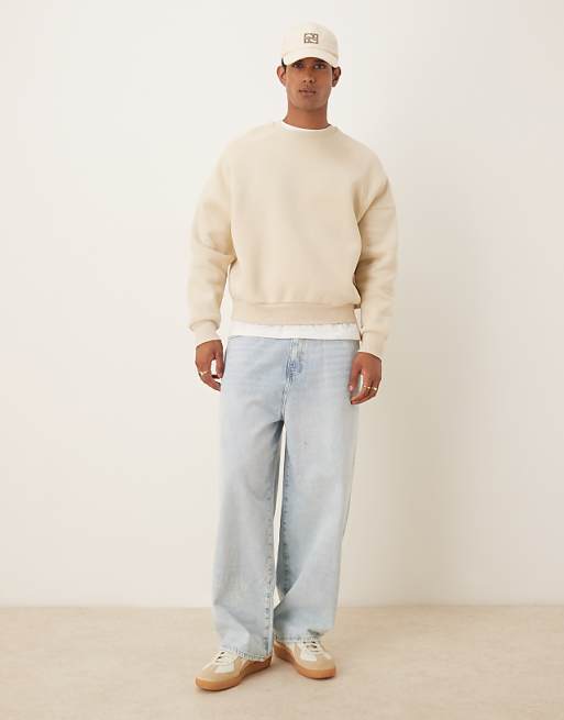 ASOS DESIGN Relaxed Boxy Sweatshirt In Beige