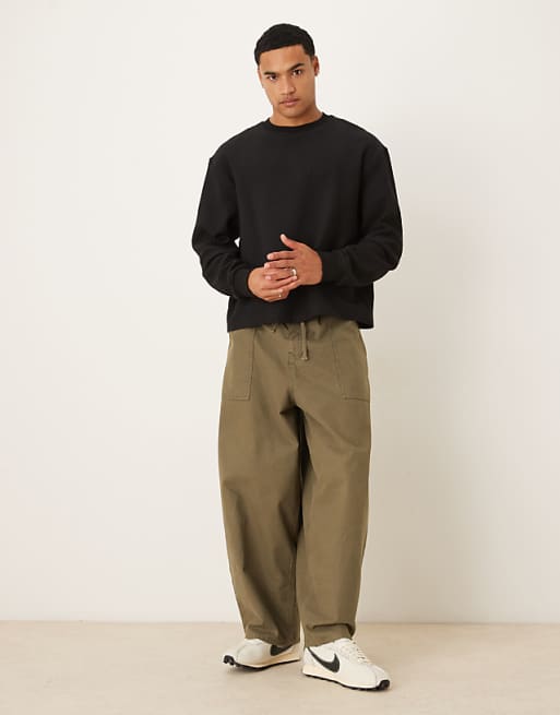 ASOS DESIGN Relaxed Boxy Sweatshirt With Ribbed Texture In Black