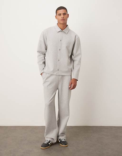 ASOS DESIGN Relaxed Button Through Jacket In Light Grey