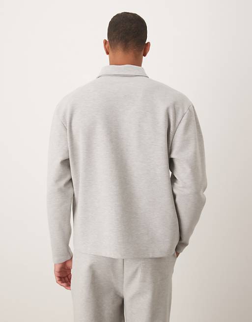 ASOS DESIGN Relaxed Button Through Jacket In Light Grey