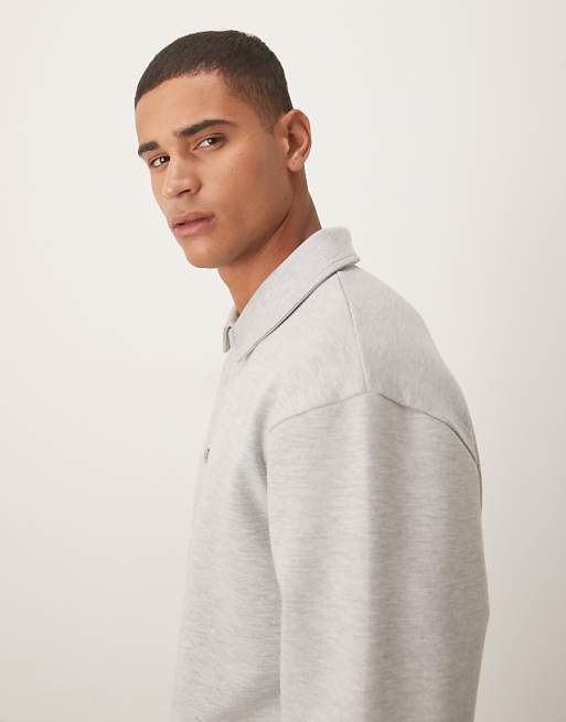 ASOS DESIGN Relaxed Button Through Jacket In Light Grey