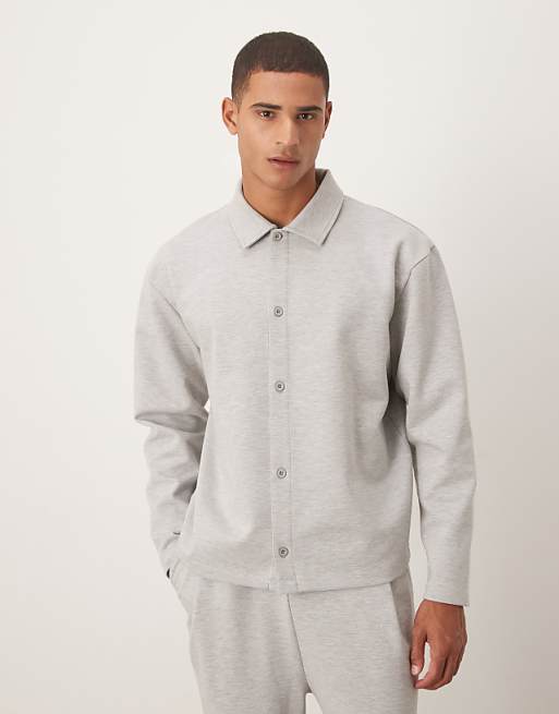ASOS DESIGN relaxed button through jacket in light grey
