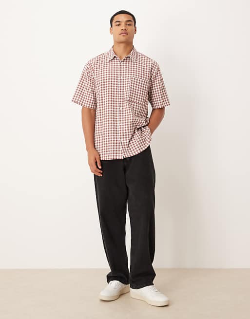 ASOS DESIGN Relaxed Check Shirt In Red