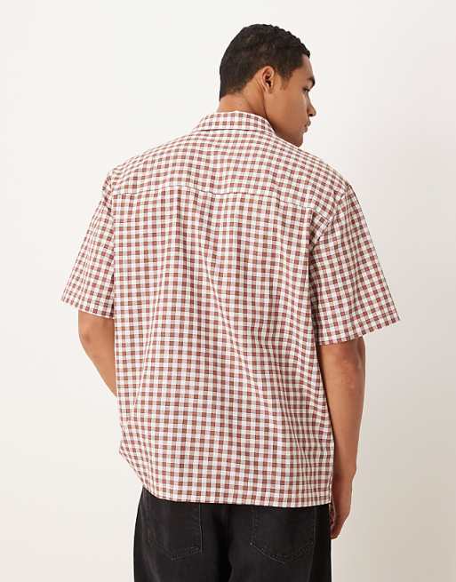 ASOS DESIGN Relaxed Check Shirt In Red