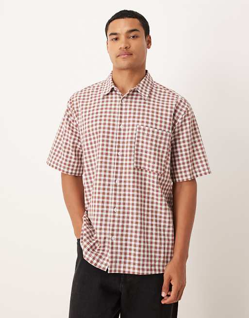 ASOS DESIGN relaxed check shirt in red