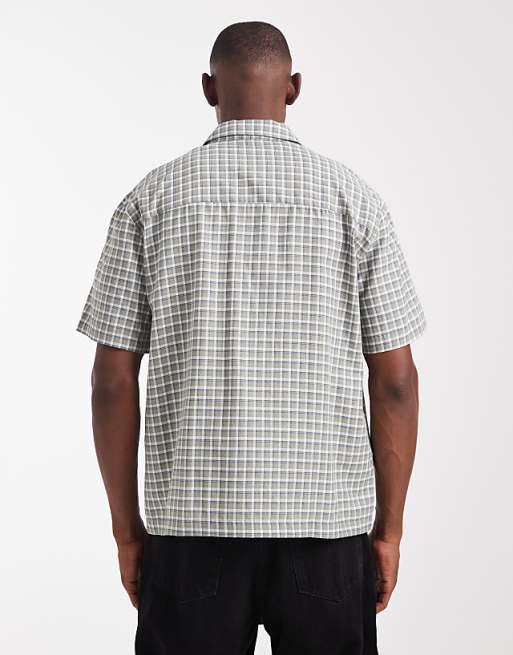 ASOS DESIGN Relaxed Checked Shirt With Chest Embroidery In Green