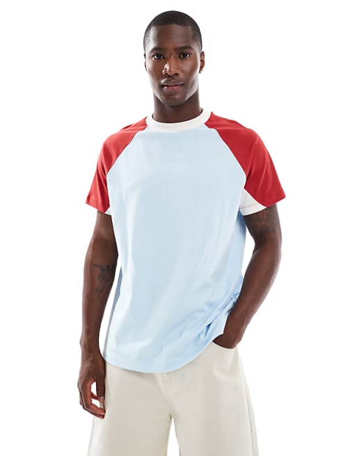 ASOS DESIGN relaxed contrast raglan in blue