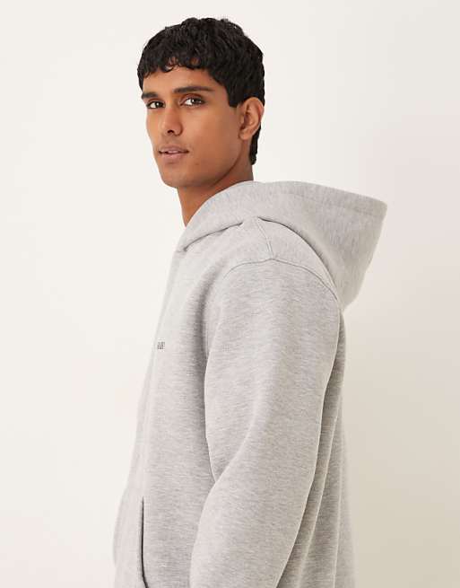 ASOS DESIGN Relaxed Fit Co-ord Hoodie With Chest Print In Grey Marl