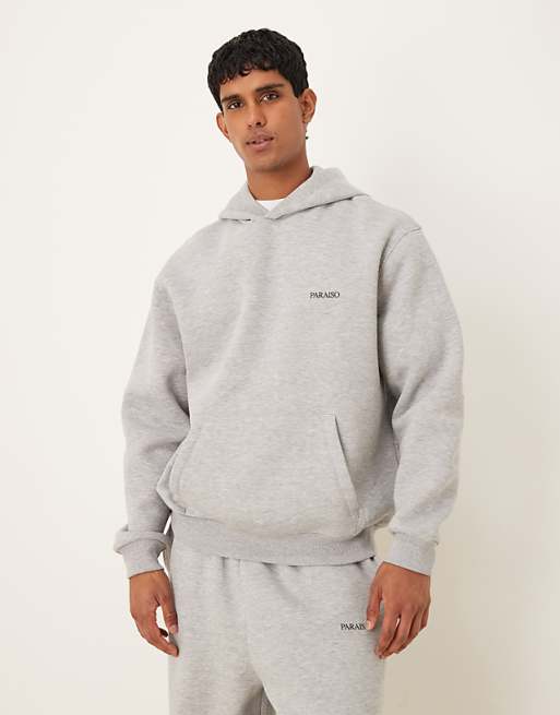 ASOS DESIGN relaxed fit co-ord hoodie with chest print in grey marl