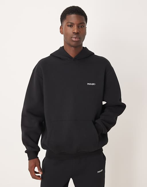 ASOS DESIGN relaxed fit co-ord hoodie with print in black