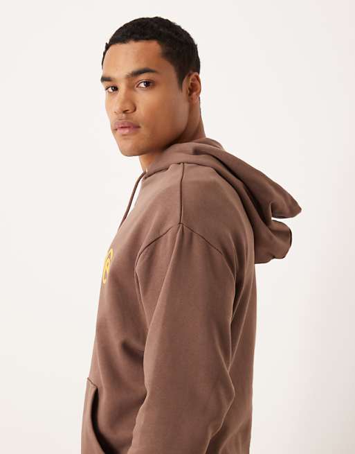 ASOS DESIGN Relaxed Fit Hoodie With Print In Brown