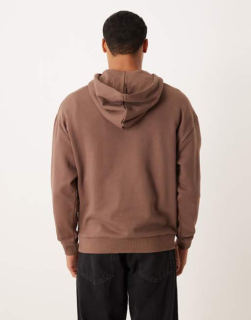 ASOS DESIGN Relaxed Fit Hoodie With Print In Brown