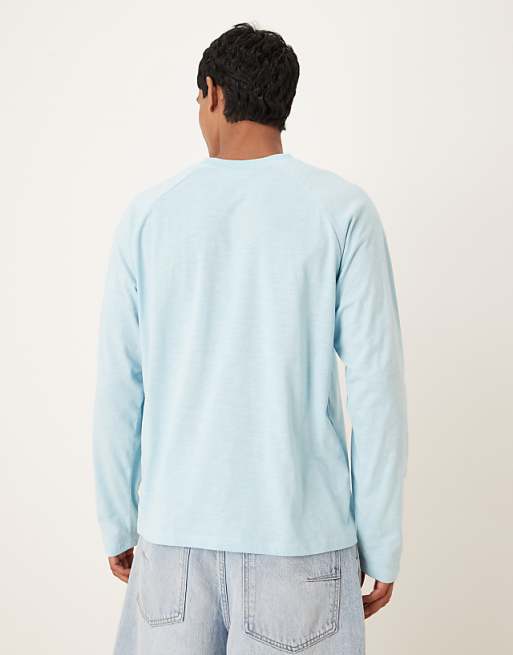 ASOS DESIGN Relaxed Fit Long Sleeve Textured T-shirt In Light Blue