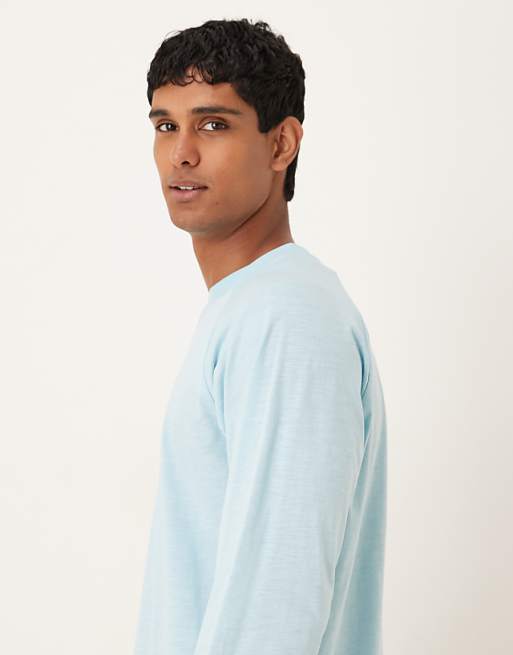 ASOS DESIGN Relaxed Fit Long Sleeve Textured T-shirt In Light Blue