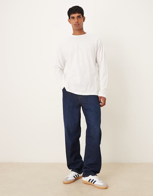 ASOS DESIGN Relaxed Fit Long Sleeved Slub Textured T-shirt In White