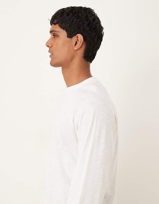ASOS DESIGN Relaxed Fit Long Sleeved Slub Textured T-shirt In White