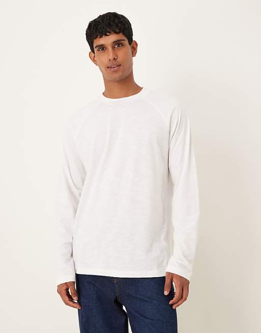 ASOS DESIGN relaxed fit long sleeved slub textured t-shirt in white