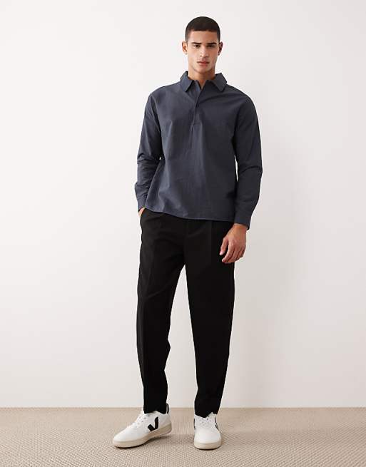ASOS DESIGN Relaxed Fit Overhead Textured Shirt In Blue