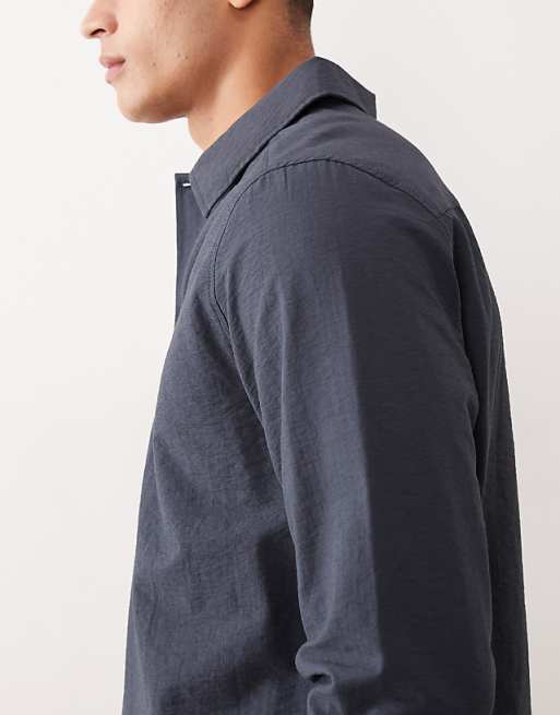 ASOS DESIGN Relaxed Fit Overhead Textured Shirt In Blue