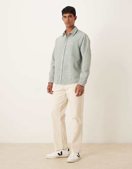 ASOS DESIGN Relaxed Fit Seersucker Striped Shirt