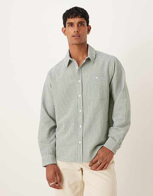 ASOS DESIGN relaxed fit seersucker striped shirt