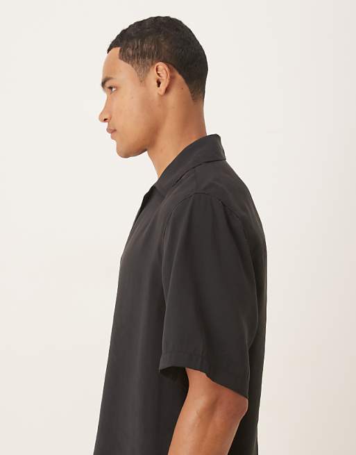 ASOS DESIGN Relaxed Fit Shirt With Floral Print Detail In Black