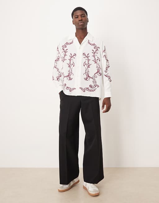 ASOS DESIGN Relaxed Fit Shirt With Print In Off White