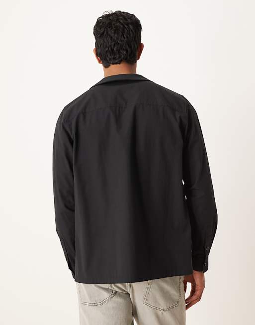 ASOS DESIGN Relaxed Fit Shirt With Shawl Collar In Black