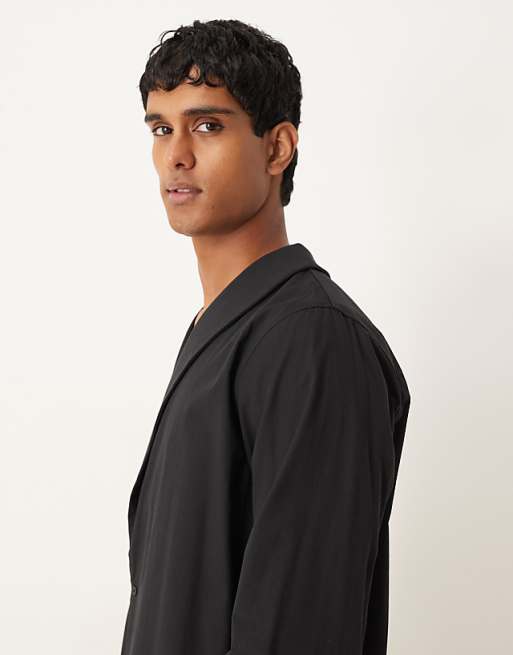 ASOS DESIGN Relaxed Fit Shirt With Shawl Collar In Black