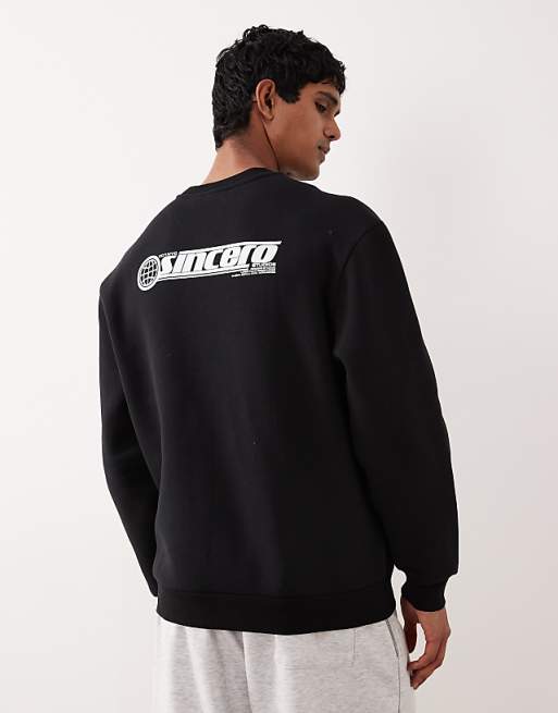 ASOS DESIGN Relaxed Fit Sweatshirt With Chest Print In Black