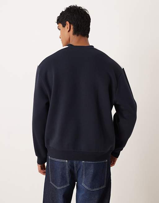 ASOS DESIGN Relaxed Fit Sweatshirt With Football Print In Navy
