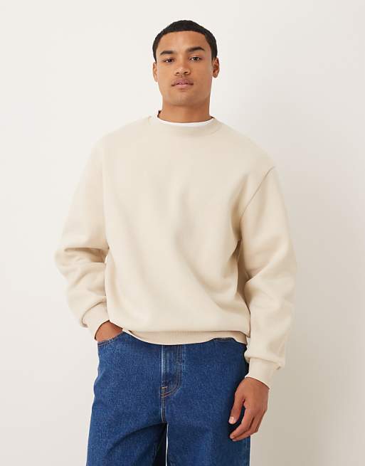 ASOS DESIGN Relaxed Fit Sweatshirt With Souvenir Print In Beige