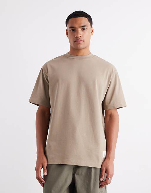 ASOS DESIGN Relaxed Fit T-shirt With Back Print Detail In Greige