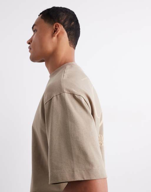 ASOS DESIGN Relaxed Fit T-shirt With Back Print Detail In Greige