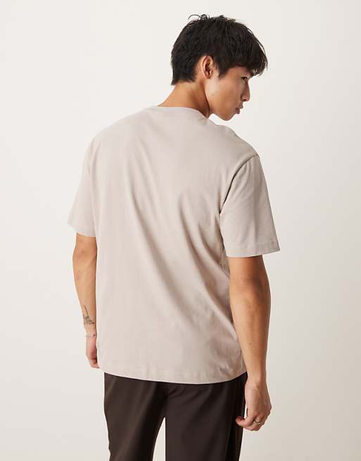 ASOS DESIGN Relaxed Fit T-shirt With Chest Print Detail In Stone