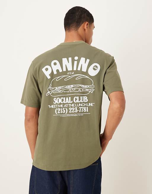 ASOS DESIGN relaxed fit t-shirt with food print in green